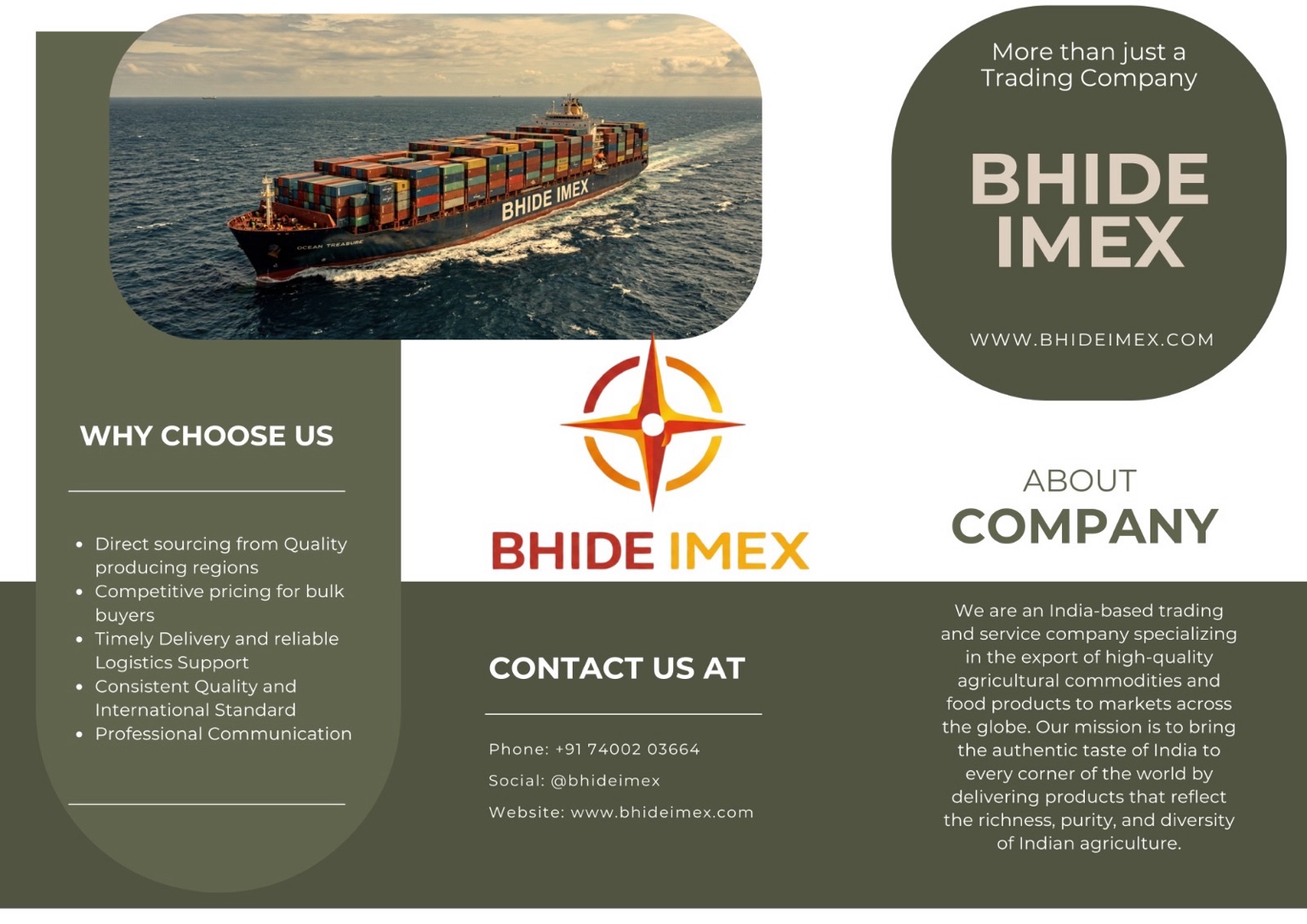 Bhide Imex brochure ship visual